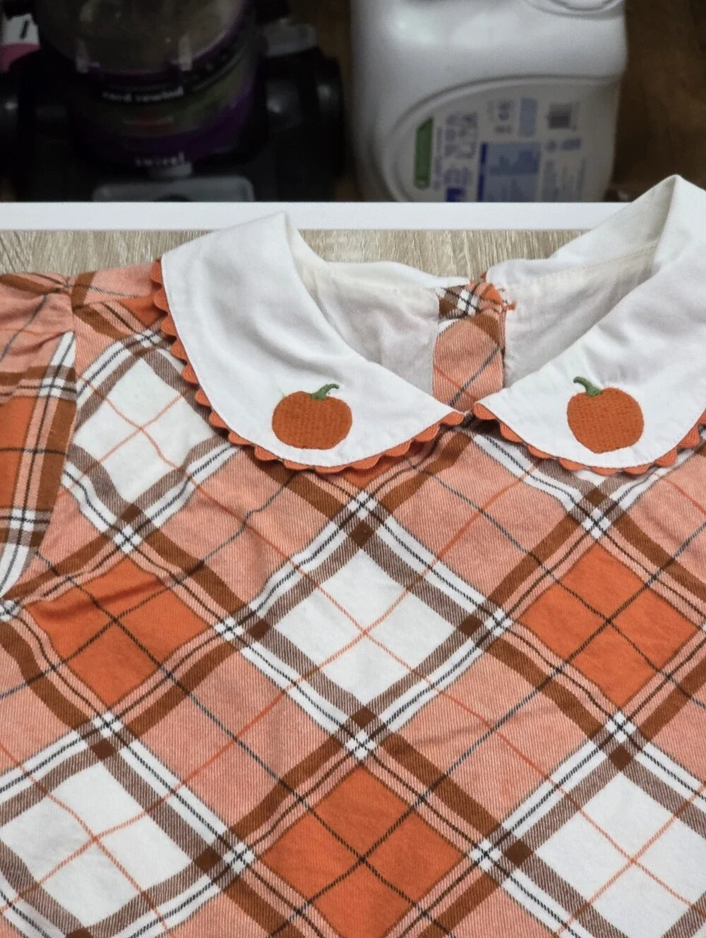 Gymboree Girls Plaid Twill Peter Pan Fall Dress Lil' Pumpkin Orange Size 12